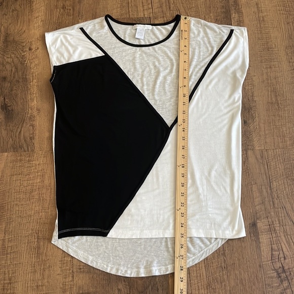 Design History Grey/black/white soft color block high low casual Color block top - Picture 6 of 7